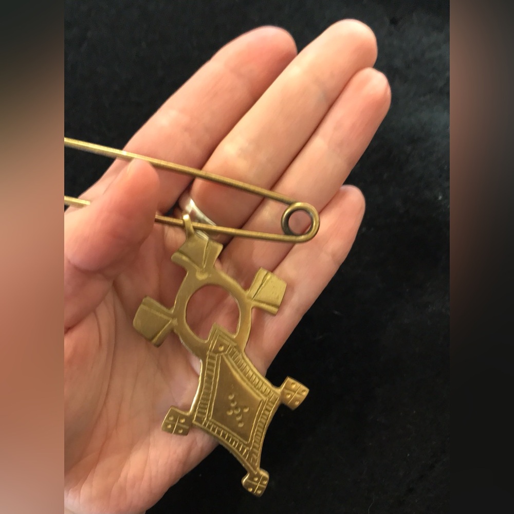 Berber Cross Fibula Tuareg Amazigh North African Brass Pendant Luck